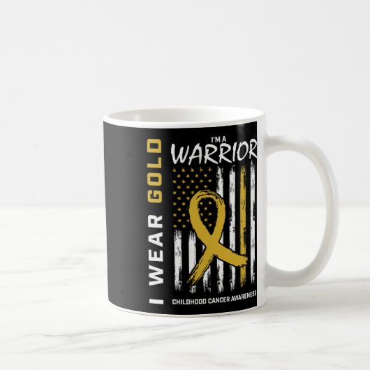 Ich trage Gold Krieger Kindheitskrebs-Bewusstsein  Kaffeetasse (Rechts)