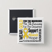 Ich trage Gold Ribbon Collage Tribute Neuroblastom Button (Vorne & Hinten)