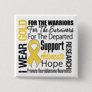 Ich trage Goldband-Collagen-Tribut Neuroblastoma Button