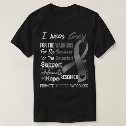 Ich trage Grau für Diabetes Awareness Support Diab T-Shirt (Design vorne)