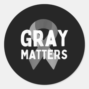 Ich trage Grau für Hirntumor Awareness Gray S Ribb Runder Aufkleber