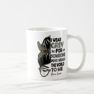 Ich trage Gray Ribbon Messy Bun Brain Cancer Aware Kaffeetasse
