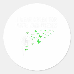 Ich trage Green für Mental Health Awareness Monat Runder Aufkleber