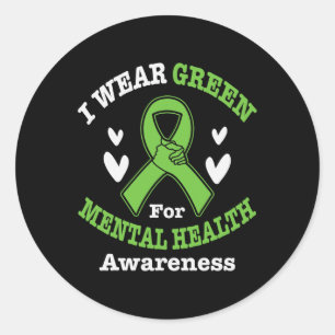 Ich trage Green für Mental Health Awareness Monat Runder Aufkleber