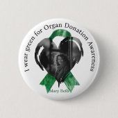 Ich trage Grün für das Bewusstsein für Organspende Button (Vorderseite)