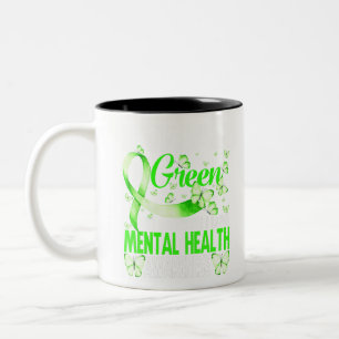 Ich trage Grün für das Bewusstsein für psychische Zweifarbige Tasse