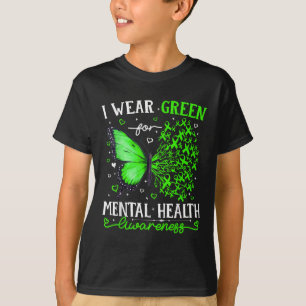 Ich trage Grün für den Schmetterling der psychisch T-Shirt