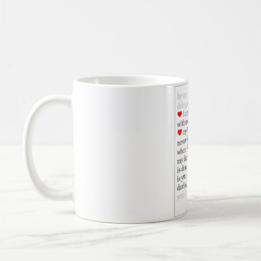 Ich trage Ihr Herz mit mir, berühmtes romantisches Kaffeetasse (Links)