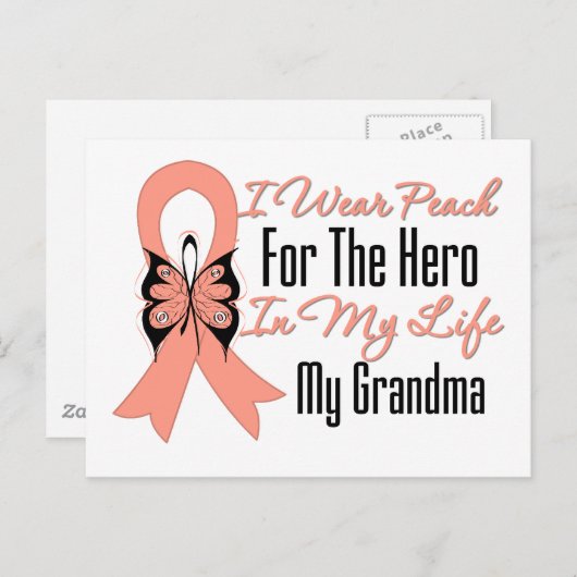 Ich trage in meinem Leben Pfirsich für den Helden. Postkarte (Vorne/Hinten)