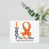 Ich trage Leukämie-Band für meinen Helden Postkarte (Stehend Vorderseite)