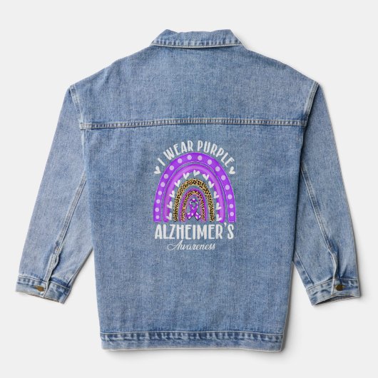 Ich trage Lila für Alzheimer's Awareness Heart Rai Jeansjacke (Rückseite)