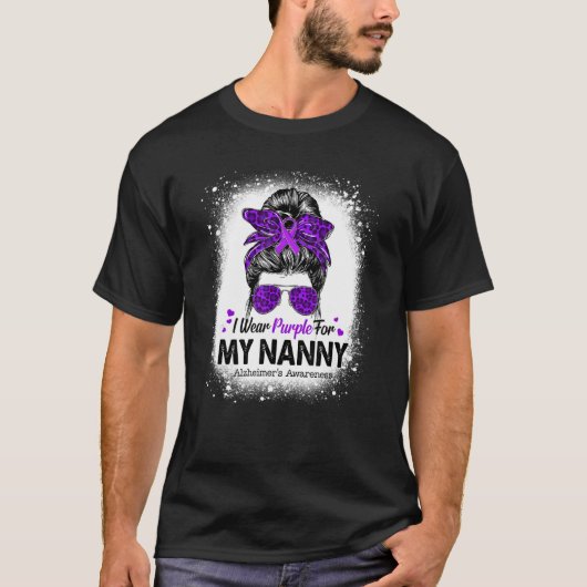 Ich trage Lila für den Awar von Nanny Messy Bun Al T-Shirt (Vorderseite)