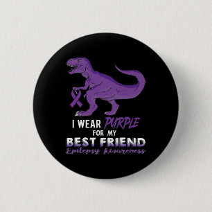 Ich trage Lila für den besten Freund Dinosaurier E Button