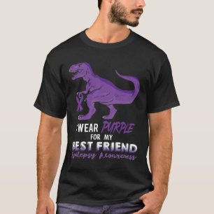 Ich trage Lila für den besten Freund Dinosaurier E T-Shirt