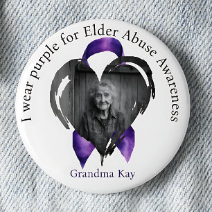Ich trage Lila für Elder Abuse Photo Button