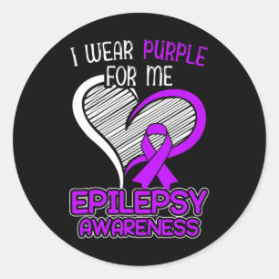 Ich trage Lila für Epilepsie Anfall Epilepsie Aw Runder Aufkleber