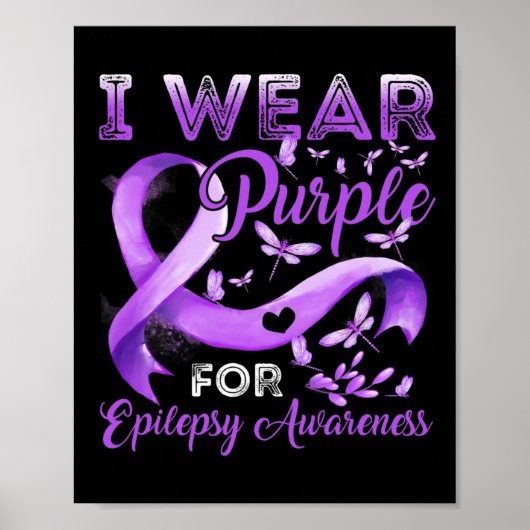 Ich trage Lila für Epilepsie Awareness Lila Ribbon Poster (Vorne)