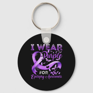 Ich trage Lila für Epilepsie Awareness Lila Ribbon Schlüsselanhänger