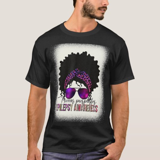 Ich trage Lila für Epilepsie Awareness Messy Bun F T-Shirt (Vorderseite)