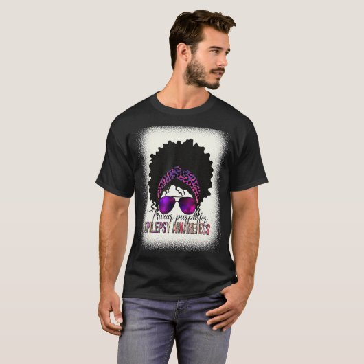 Ich trage Lila für Epilepsie Awareness Messy Bun F T-Shirt (Vorne ganz)