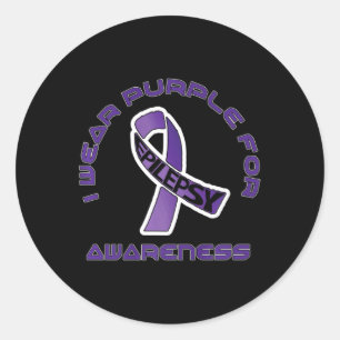 Ich trage Lila für Epilepsie Awareness November Runder Aufkleber