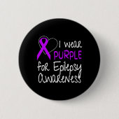 Ich trage Lila für Epilepsie Awareness Ribbon Button (Vorderseite)