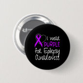 Ich trage Lila für Epilepsie Awareness Ribbon Button (Vorne & Hinten)