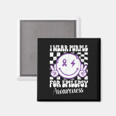 Ich trage Lila für Epilepsie Awareness Smile Face Magnet (Vorderseite/Rückseite)
