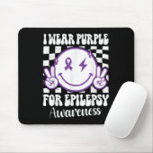 Ich trage Lila für Epilepsie Awareness Smile Face Mousepad (Mit Mouse)