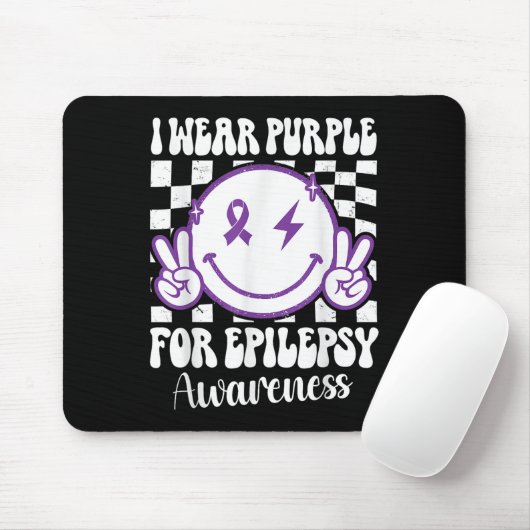Ich trage Lila für Epilepsie Awareness Smile Face Mousepad (Mit Mouse)
