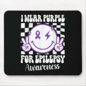 Ich trage Lila für Epilepsie Awareness Smile Face Mousepad (Vorne)