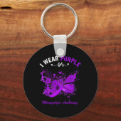 Ich trage Lila für Fibromyalgie Bewusstsein 1 Schlüsselanhänger (Vorderseite)