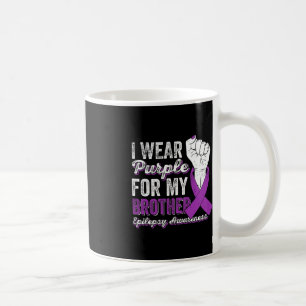 Ich trage Lila für mein Bruder Ribbon Epilepsy Awa Kaffeetasse