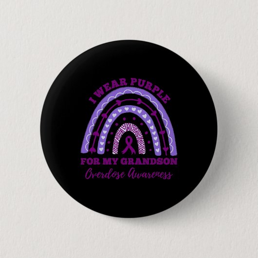 Ich trage Lila für mein Grandson-Überdosierungsbew Button (Vorderseite)