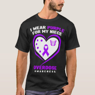 Ich trage Lila für mein Niece-Überdosierungsbewuss T-Shirt