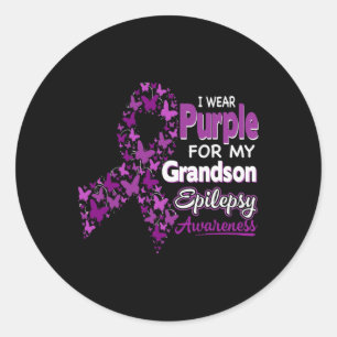 Ich trage Lila für meine Enkel Epilepsie Awareness Runder Aufkleber