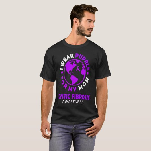 Ich trage LILA für meine MAMA CYSTIC FIBROSIS Awar T-Shirt (Vorne ganz)