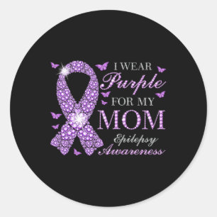 Ich trage Lila für meine Mama Epilepsie Awareness  Runder Aufkleber