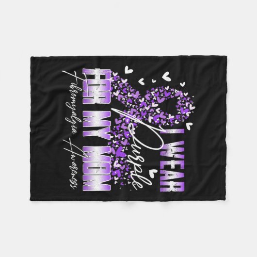 Ich trage Lila für meine Mama Fibromyalgie Bewusst Fleecedecke (Vorderseite (Horizontal))