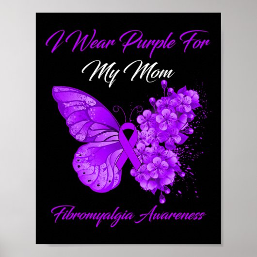 Ich trage Lila für meine Mama Fibromyalgie Krieger Poster (Vorne)
