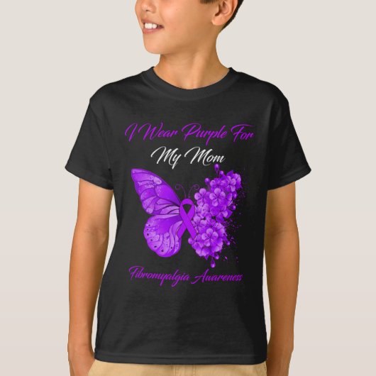 Ich trage Lila für meine Mama Fibromyalgie Krieger T-Shirt (Vorderseite)