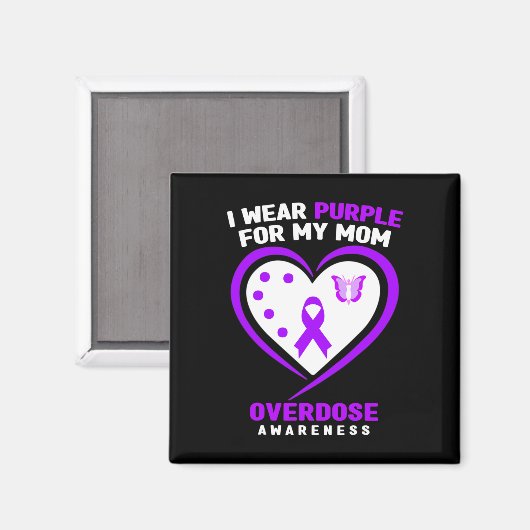 Ich trage Lila für meine Mama Überdosierung Bewuss Magnet (Vorderseite/Rückseite)