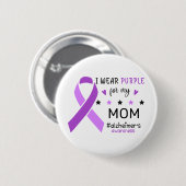 Ich trage Lila für meine Mutter Alzheimer-Bewussts Button (Vorne & Hinten)