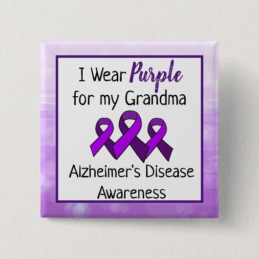 Ich trage Lila für meine Oma-Alzheimer-Krankheit Button (Vorderseite)