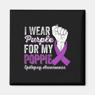 Ich trage Lila für meine Poppie Ribbon Epilepsy Aw Magnet