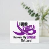 Ich trage Lila für meine Schwester 33 PANKREBS Postkarte (Stehend Vorderseite)