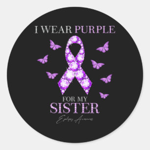 Ich trage Lila für meine Schwester Epilepsie Aware Runder Aufkleber