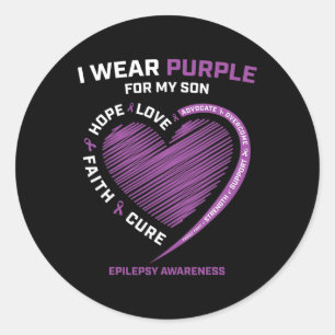 Ich trage Lila für meine Son Epilepsy Awareness Ma Runder Aufkleber