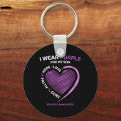 Ich trage Lila für meine Son Epilepsy Awareness Ma Schlüsselanhänger (Vorderseite)