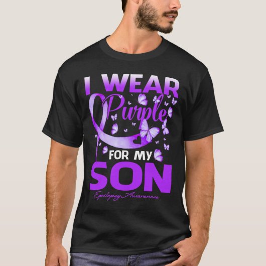 Ich trage Lila für meine Son Epilepsy Awareness T-Shirt (Vorderseite)